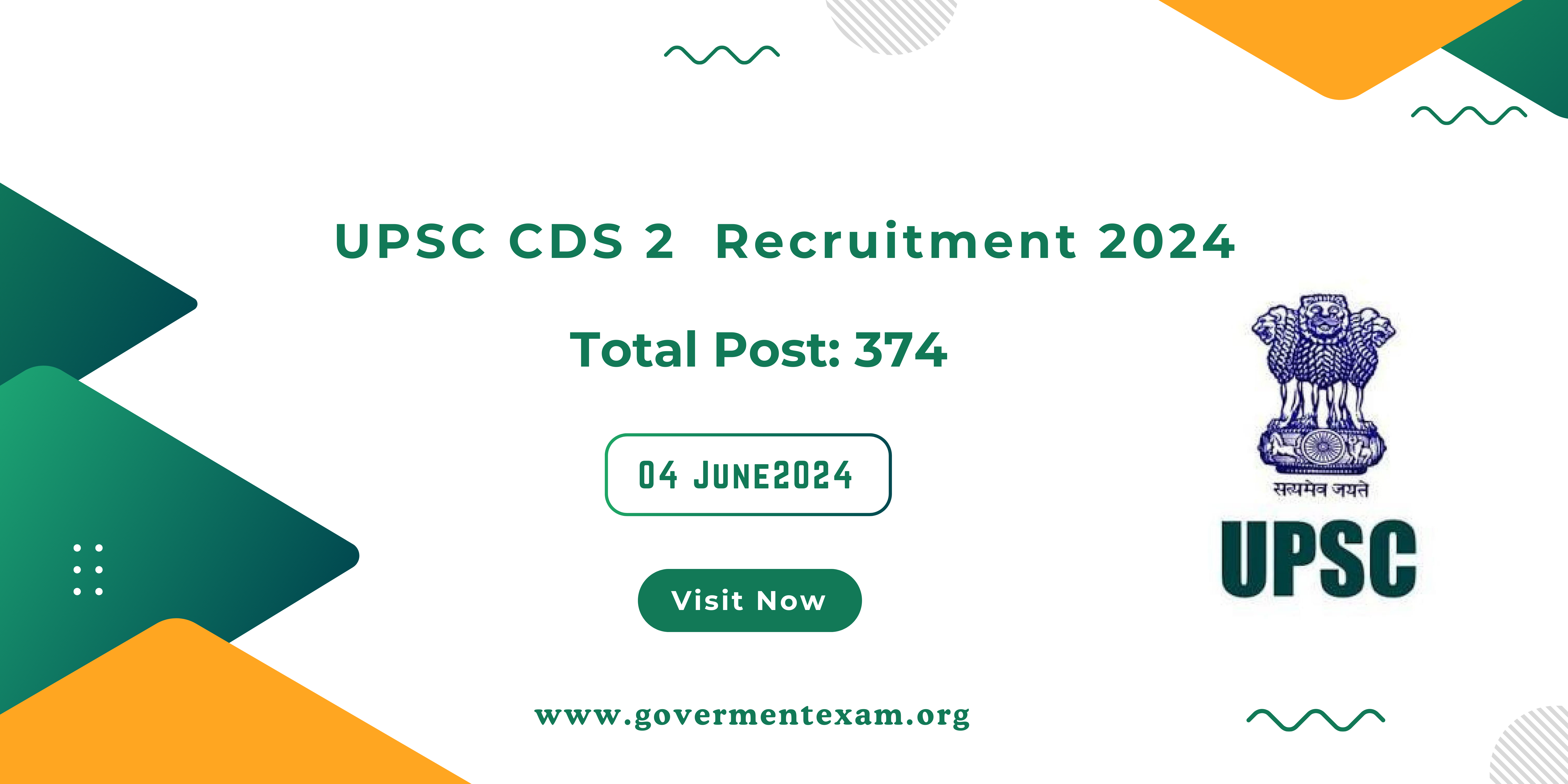 UPSC CDS 2 Recruitment 2024 Apply for 374 Post